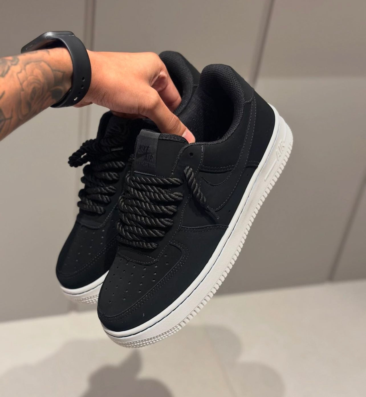 Air Force 1 cadarço trançado lançamento oferta + relógio de brinde