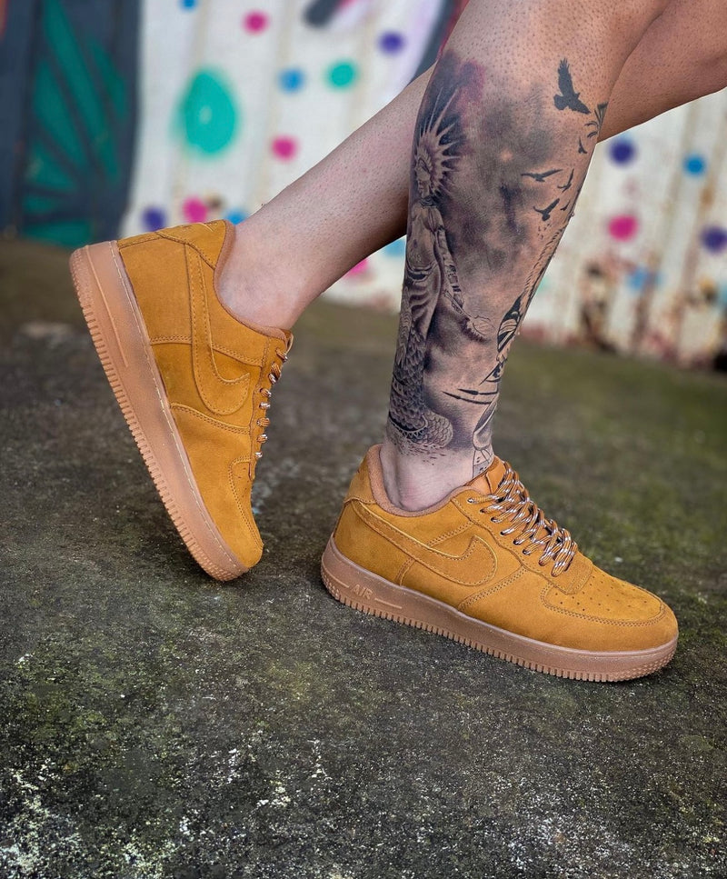 Air Force 1 tecido marrom lan amento oferta rel gio de brinde