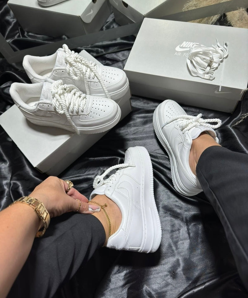Air Force 1  cadarço trançado lançamento oferta + relógio de brinde